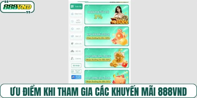 Ưu điểm của việc tham gia các khuyến mãi 888VND